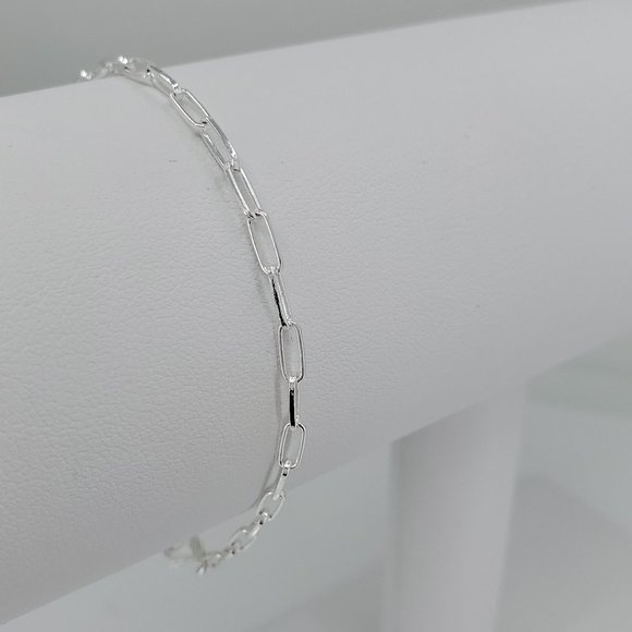 925 Sterling Silver Rectangular Link Bracelet - Picture 6 of 6